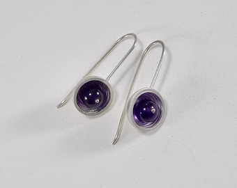 Sterling Shallow Orb Earrings with Amethyst - E 2860