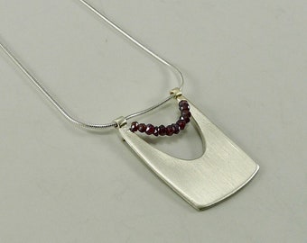 Elegant Sterling Silver and Garnet Swag Necklace - N1300