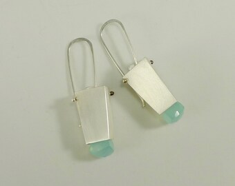 Sterling Box with Stone Earrings - E2740