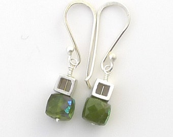 Petite Silver Cubes with Vassonite Earrings - E1230