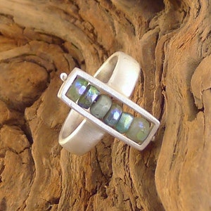 Sterling Silver and Chrysoprase Rectangular Box Ring R0020 image 3