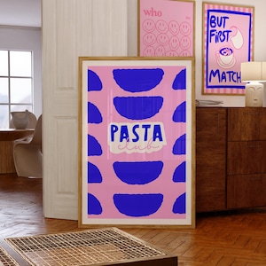 Pasta Club Poster, Hand Drawn Kitchen Print, Pasta Lover Print, Spaghetti Print, Foodie Drawing, Pasta Illustration, printable wall art