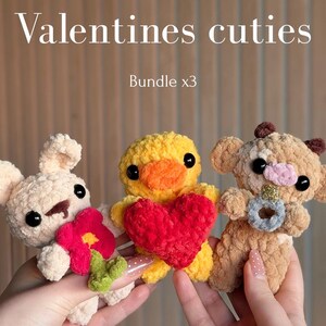 CROCHET PATTERN US - Valentines Cuties - Bundle pack x3