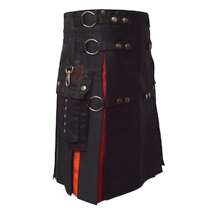 Rainbow Utility Kilt in Black A Bold Expression of Style and Function