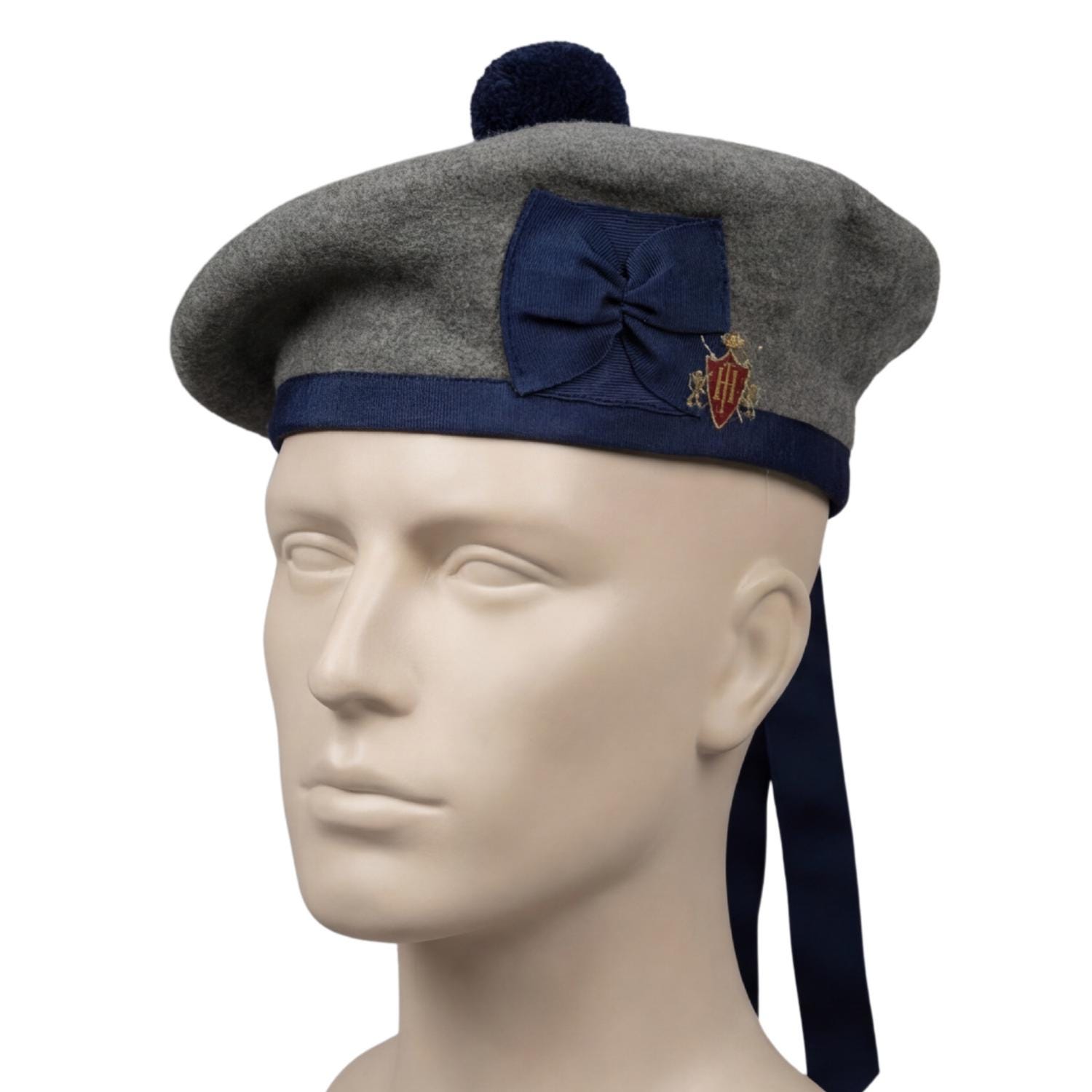 6933 Balmoral Black Scottish Diced Kilt Beret Scottish Balmoral Bonnet Hats - 100% Wool Military Cap  main image 2