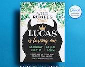 Printable Where The Wild Things Are Birthday Party Invitation, Editable Jungle Adventure Invite template, story book fairytale, boy girl