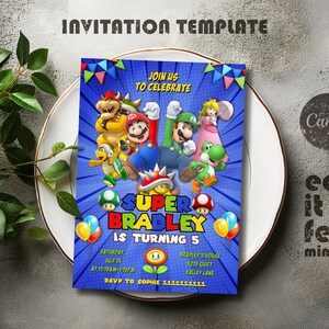 Birthday Invite boy girl, Super mario invitation, mario bros movie invitation, Instant Download, video game Birthday Invite template