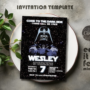 Printable Birthday Invitation, Star invite, wars invitation, darth vader birthday party, Instant Download stormtrooper invitation