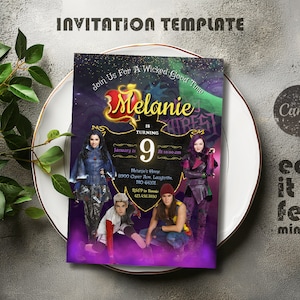 Printable Descendants Invitation, Editable Descendants Birthday Invite, Descendants Party Invitation Digital template, teens birthday party