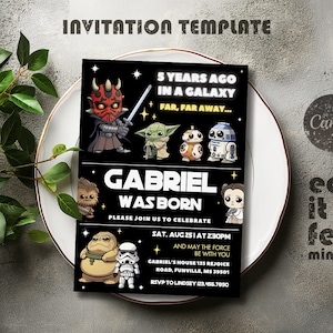 Printable Birthday Invitation, Star invite, wars invitation, darth vader birthday party, Instant Download stormtrooper invitation