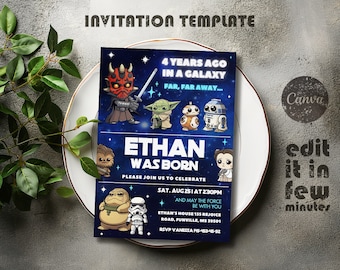 Printable Birthday Invitation, Star invite, wars invitation, darth vader birthday party, Instant Download stormtrooper invitation