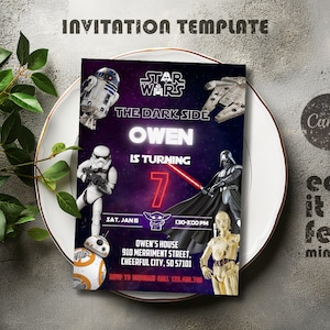 Printable Birthday Invitation, Star invite, wars invitation, darth vader birthday party, Instant Download stormtrooper invitation