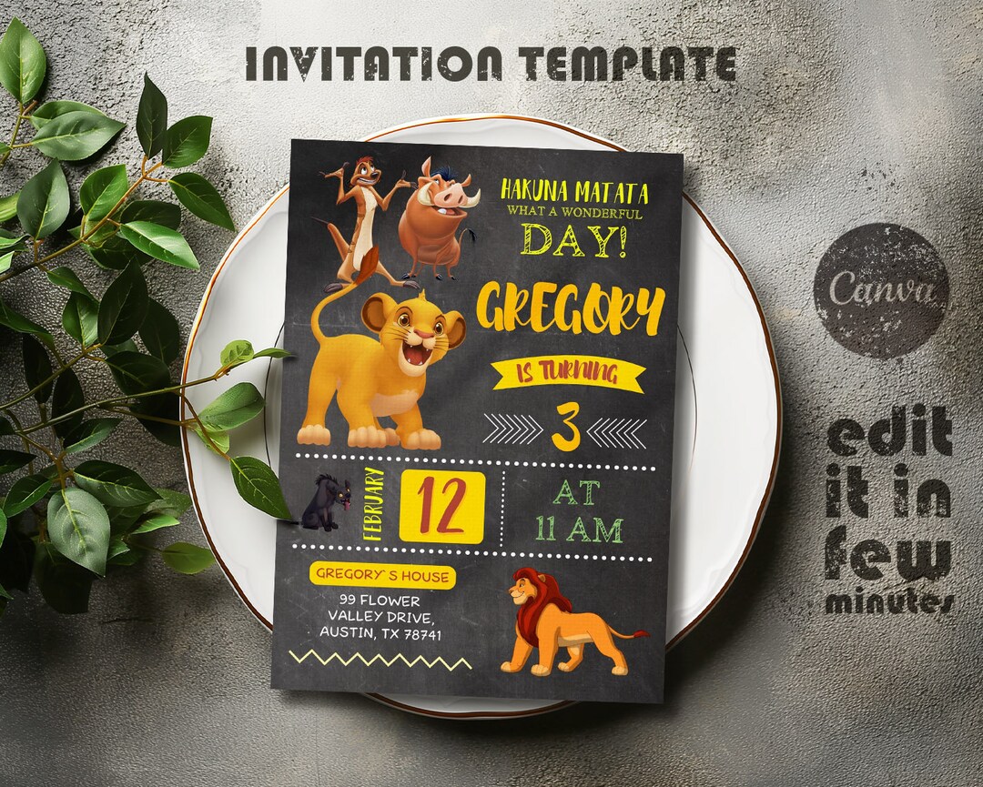 Simba Printable Welcome Sign Template, Lion King Birthday Party Welcome ...