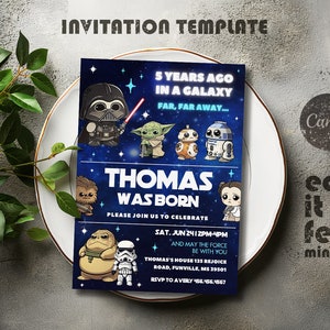 Printable Birthday Invitation, Star invite, wars invitation, darth vader birthday party, Instant Download stormtrooper invitation
