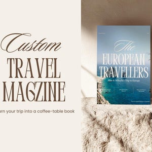 Modello per rivista di viaggio Canva, album di diario di viaggio personalizzato, album fotografico modificabile, libro dei ricordi delle vacanze, diario di viaggio, libro sull'Europa