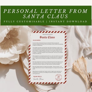 Plantilla editable de carta de Papá Noel para niños Plantilla personalizada de carta navideña en Canva Descarga instantánea Actividades navideñas