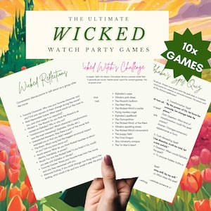 Wicked Pre Planned Watch Party Game Set Wicked Themed Party Games Pre Made Party Activities Wicked Watch Party Ideas Party Entertainment