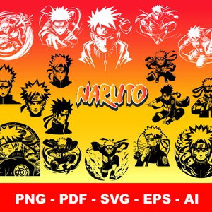 Personnages Anime Manga -  Bundle SVG 17 designs uniques - EPS PNG PDf