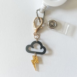 Black Cloud Lightning Rainbow Aesthetic Badge Reel Charm Lanyard Charm Nurse Teacher Charm Nurse ID Holder Charm Purse Charm Backpack Keys