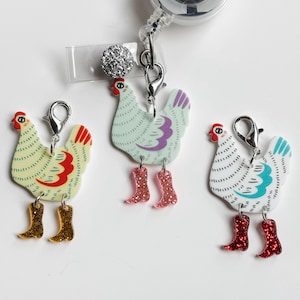 Chicken With Boots Badge Reel Charm Lanyard Charm Nurse Teacher Badge Charm Nurse ID Holder Purse Charm Backpack Keys Funny Fun