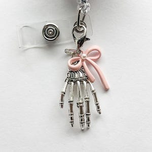 Skeleton Hand  Badge Reel Charm Lanyard Nurse ID Holder Purse  Backpack Keys Shoe Charm Coquette Disco Ball