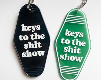 Portachiavi Keys To The Shi* Show, stile motel, hotel, stile vintage, retrò, accessori per auto alla moda, cose da ragazza, borsetta, zaino, accessori