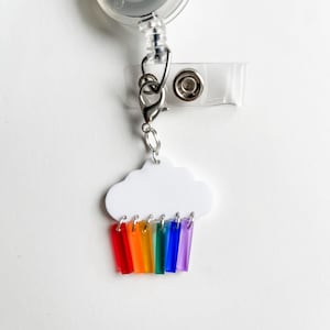 Rainbow Aesthetic Badge Reel Charm Lanyard Charm Nurse Teacher Charm Nurse ID Holder Charm Purse Charm Backpack Keys Black Cloud Lightning