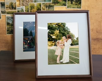 Large Walnut Photo Frame, Round Corner Photo Frame, Custom Wooden Portraits Frame, Vintage Walnut Photo Picture Frame, Wedding Frame Gift