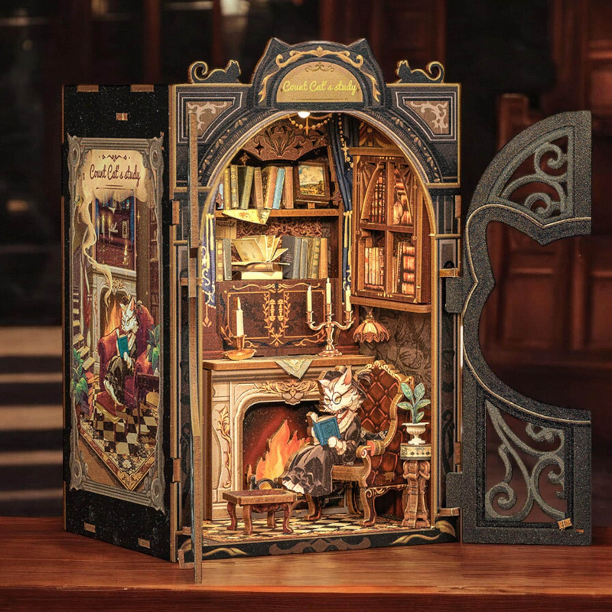 Miniature Book Nook Owl Bookstore LED DIY, Home Décor Gift for Kids, Friends, and Families