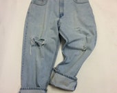 34 Raw Destroyed Vintage Levi Boyfriend jeans 34 waist denim jeans