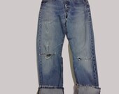 31 Raw Destroyed Vintage Levi Boyfriend jeans 31 waist denim jeans