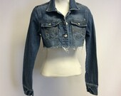 Tattered Cropped Vintage denim jacket S
