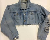 Raw Destroyed Tattered denim jacket XXL
