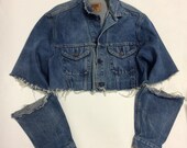 Raw Destroyed Tattered fitted denim jacket XXL