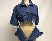 Raw Destroyed Tattered fitted Levi denim jacket XL
