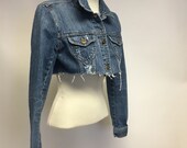 Tattered Cropped Vintage denim jacket S