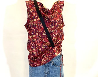 Handmade Silk floral Shell top L