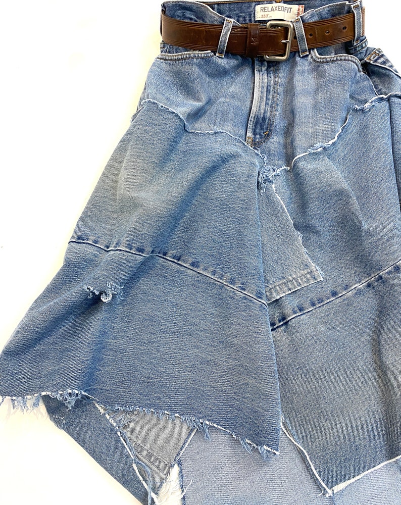 Handmade Custom Deconstructed Reconstructed Levi Skirt YOUR SIZE image 6