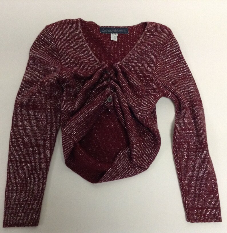 SALE Wine Metallic Cotton Cardigan Sweater