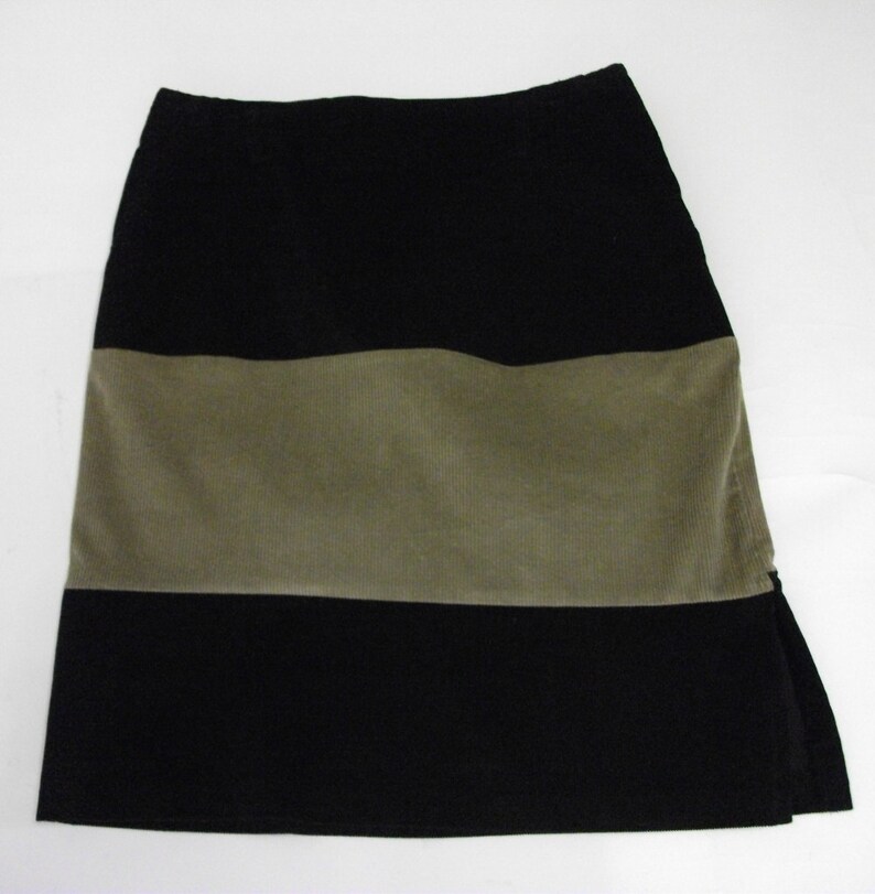CUSTOM Black tan Striped Corduroy Pencil Skirt YOUR SIZE