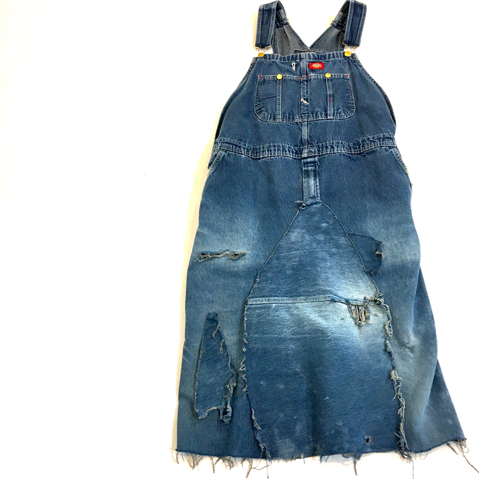 Raw Destroyed Tattered Baggy Bibbed Overall Denim Jumper Dress | Etsy