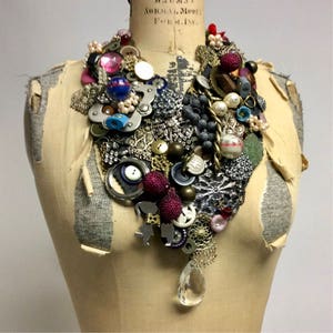 Handmade Beautiful Garbage Bib Necklace OOAK