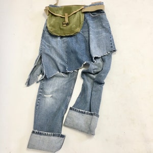 CUSTOM Raw Destroyed Denim Skirt Pants Jean Combo YOUR SIZE One