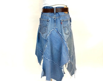 Handmade Custom Deconstructed Reconstructed Levi Skirt YOUR SIZE
