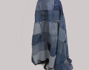 CUSTOM Patchwork Denim Drama Skirt YOUR SIZE