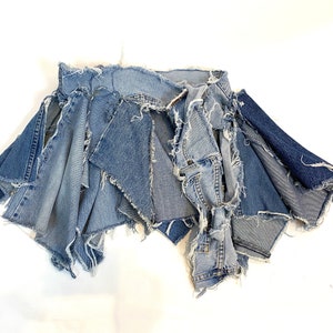Handmade Raw Destroyed Tattered Denim Peplum Belt