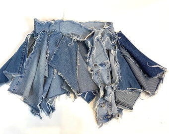 Handmade Raw Destroyed Tattered Denim Peplum Belt