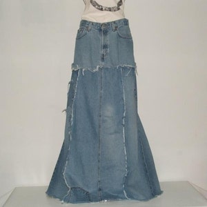 Custom Deconstructed Reconstructed Denim jean Skirt YOUR SIZE