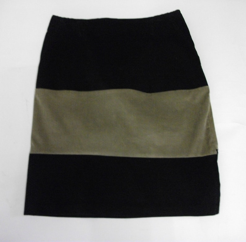 CUSTOM Black tan Striped Corduroy Pencil Skirt YOUR SIZE