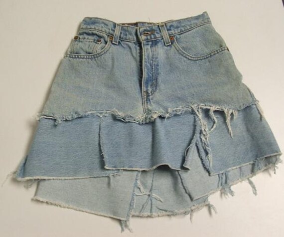 tattered denim skirt